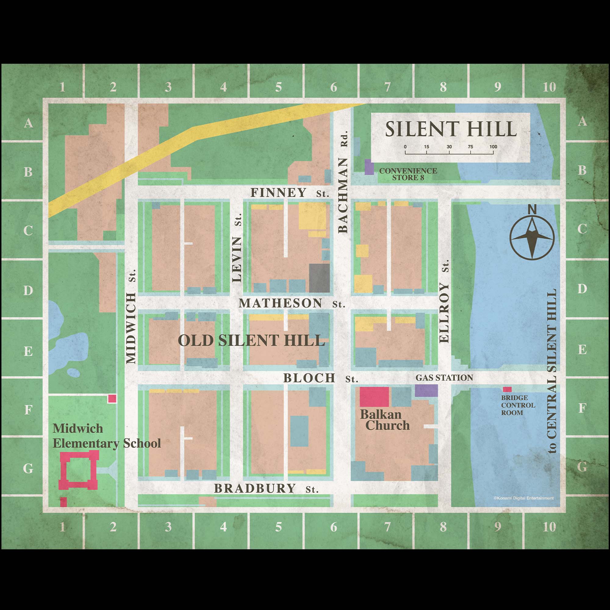 Old Silent Hill Map Frame Art - Image 3